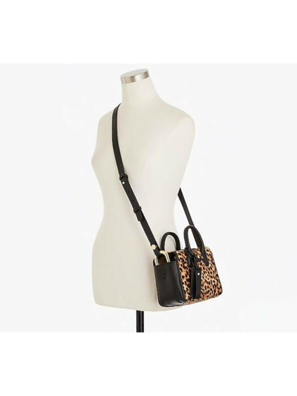 J Crew Genuine Calf Hair Crossbody Leather Mini Satchel Sahara Brown (Leopard) - Picture 3 of 12